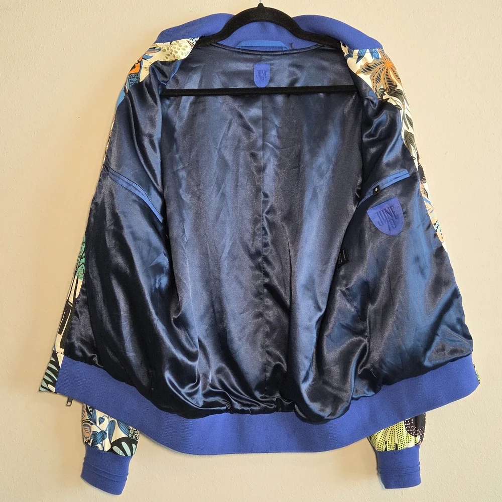June 79 Men's Charles Zip Blazer In Anguilla Tropical Print Bomber Jacket Sz S
